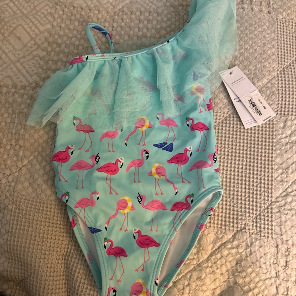 Flamingo Print One-Shoulder Swimsuit by Janie & Jack